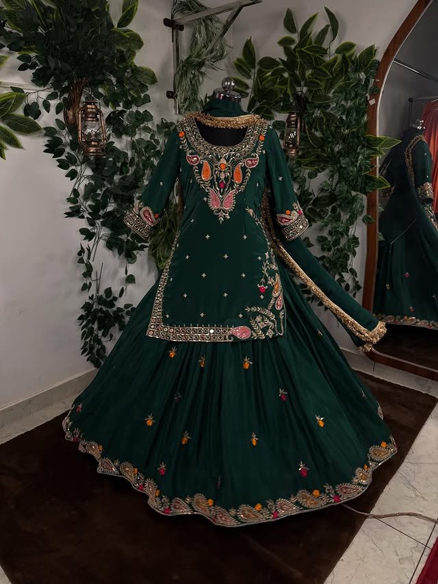 Regal Forest Green Sharara Set